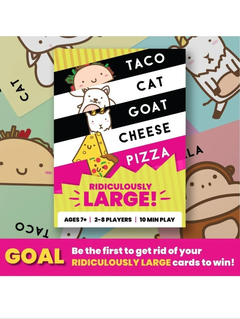 Taco Cat Goat Cheese Pizza Card Game - Pink & Yellow